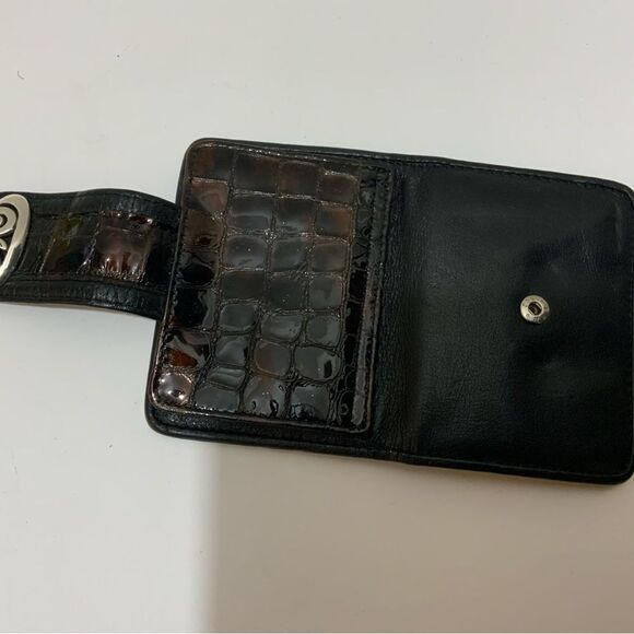 Brighton Black Pebbled Leather & Brown Croc Embossed Crossbody Wallet Organizer - Picture 8 of 14
